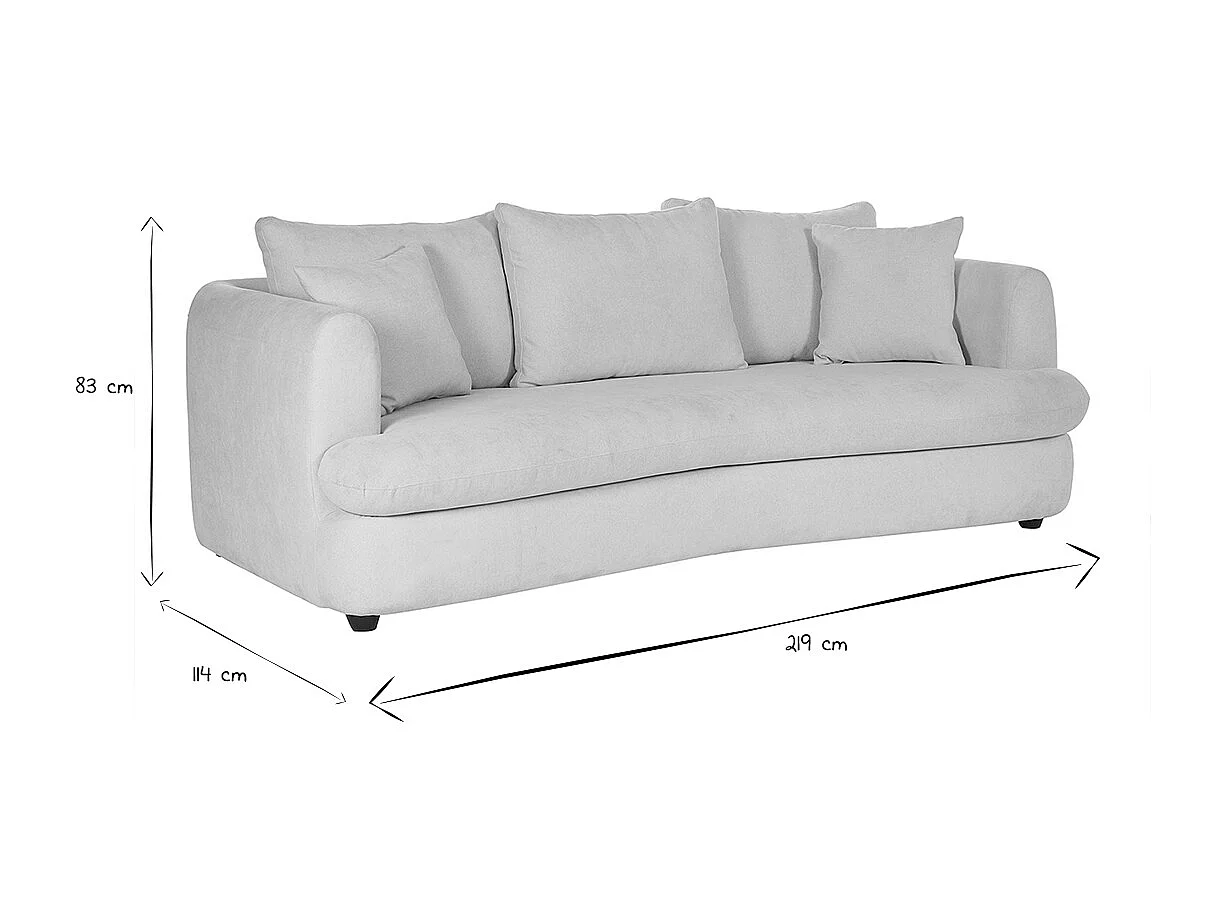 Sofá desenfundable de 3-4 plazas diseño de haba en tela de terciopelo beige claro SACHA