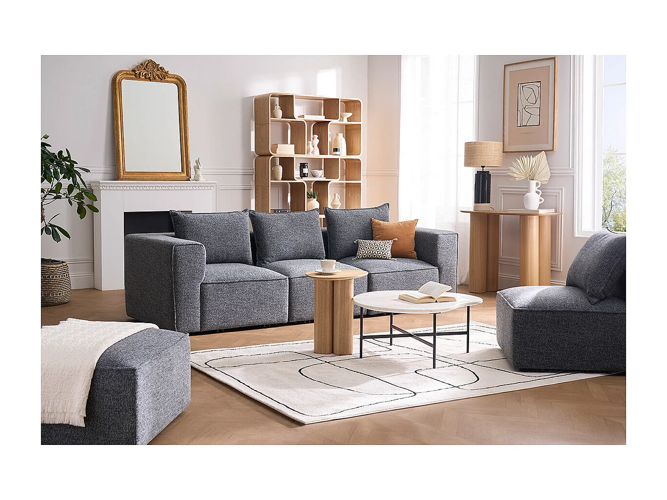 Console design en bois clair L100 cm FOLEEN