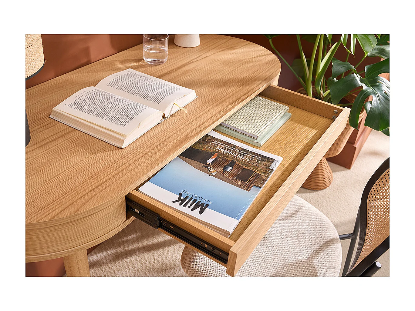 Scrivania con cassetto in legno chiaro L120 cm JUDITH