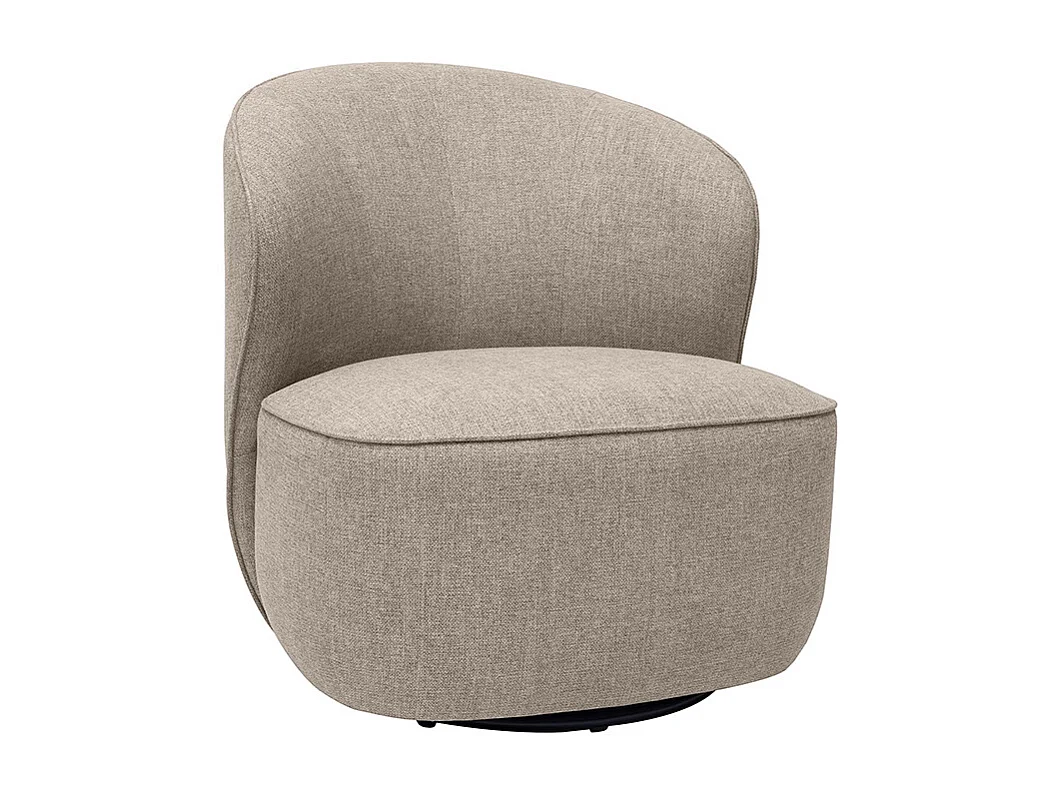 Fauteuil design pivotant en tissu effet velours texturé taupe AMBER
