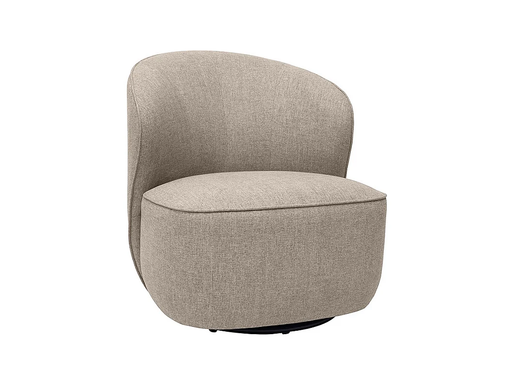 Fauteuil design pivotant en tissu effet velours texturé taupe AMBER