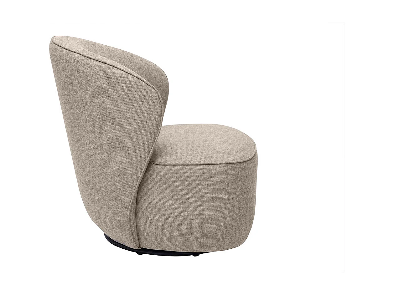 Sillón diseño giratorio de tela efecto terciopelo texturizado color topo AMBER