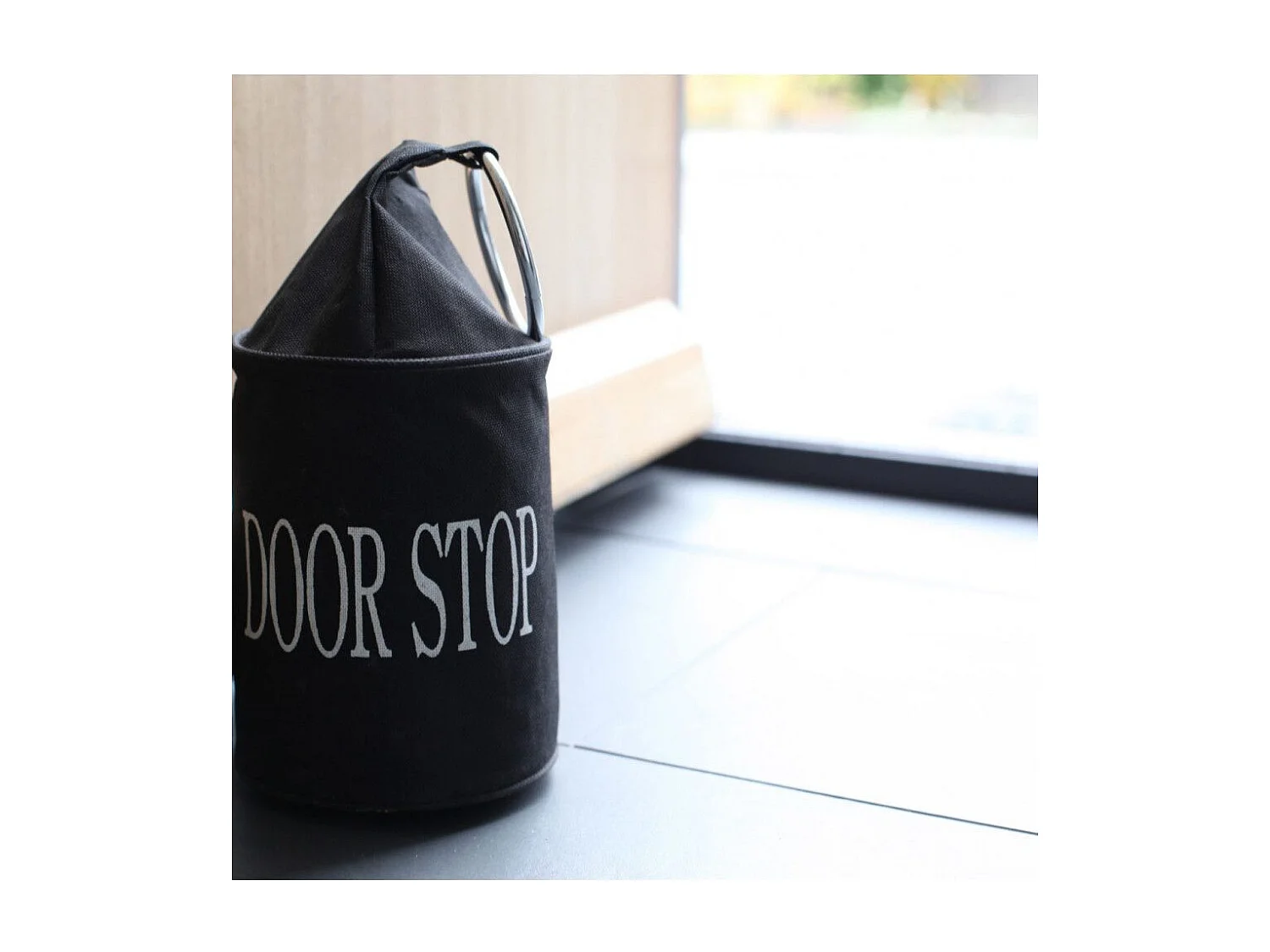 Cale-porte avec anneau - D 13 cm x H 28,5 cm - Gris