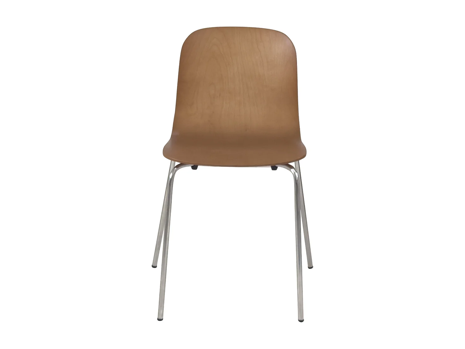 Lot 4 chaises de cuisine design retro siège bois pieds chrome RIO (bois foncé)