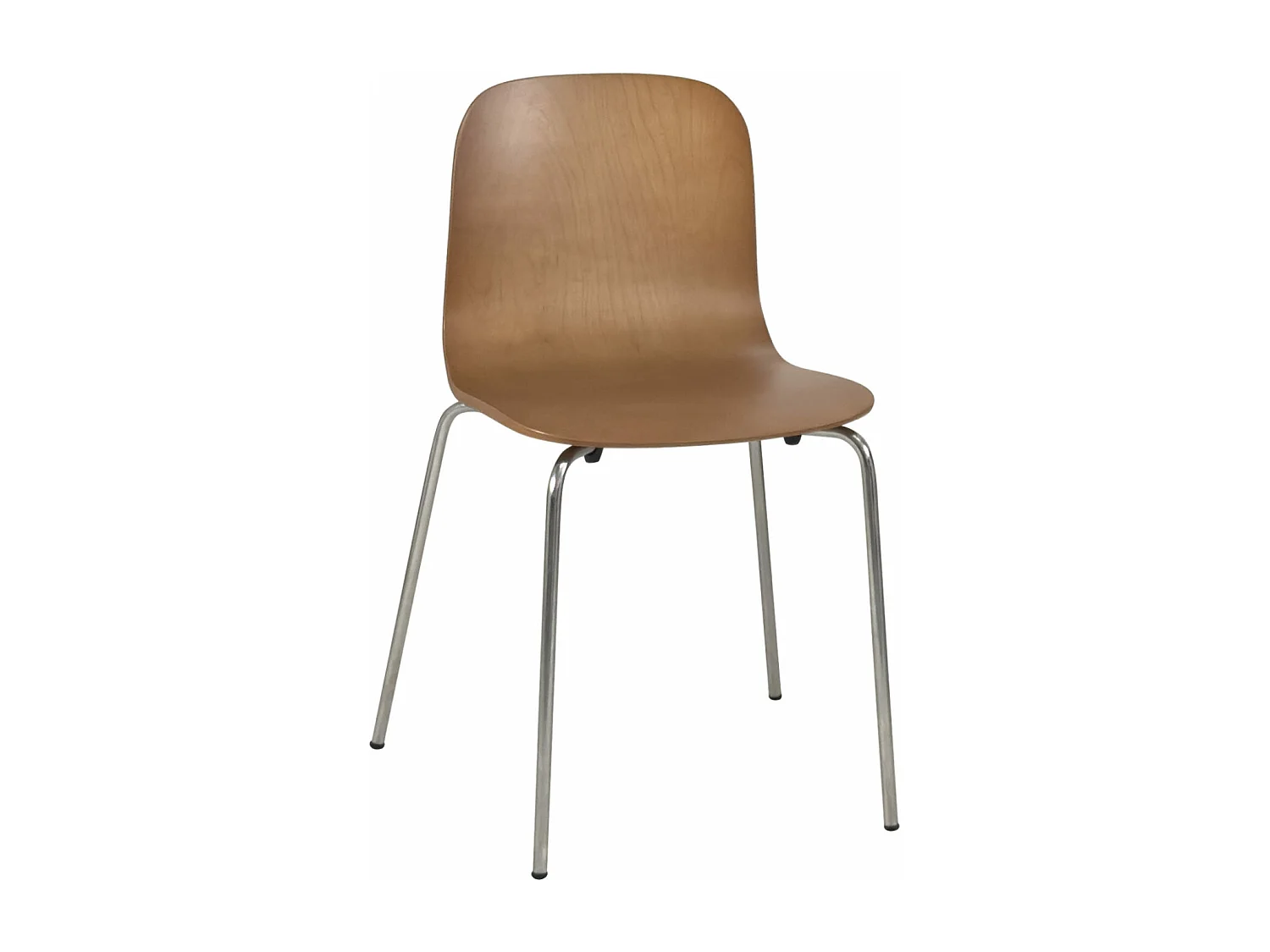 Lot 4 chaises de cuisine design retro siège bois pieds chrome RIO (bois foncé)