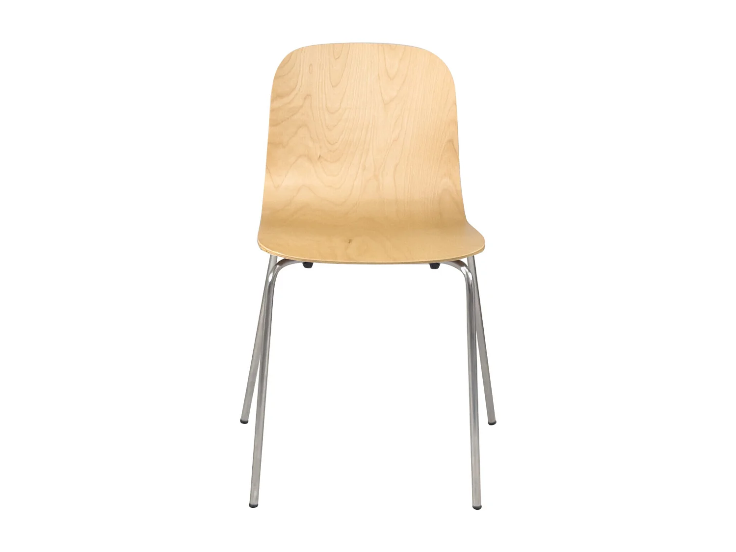 Lot 4 chaises de cuisine design retro siège bois pieds chrome RIO (bois clair)