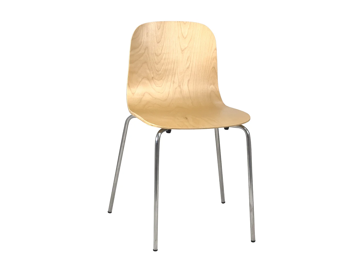 Lot 4 chaises de cuisine design retro siège bois pieds chrome RIO (bois clair)