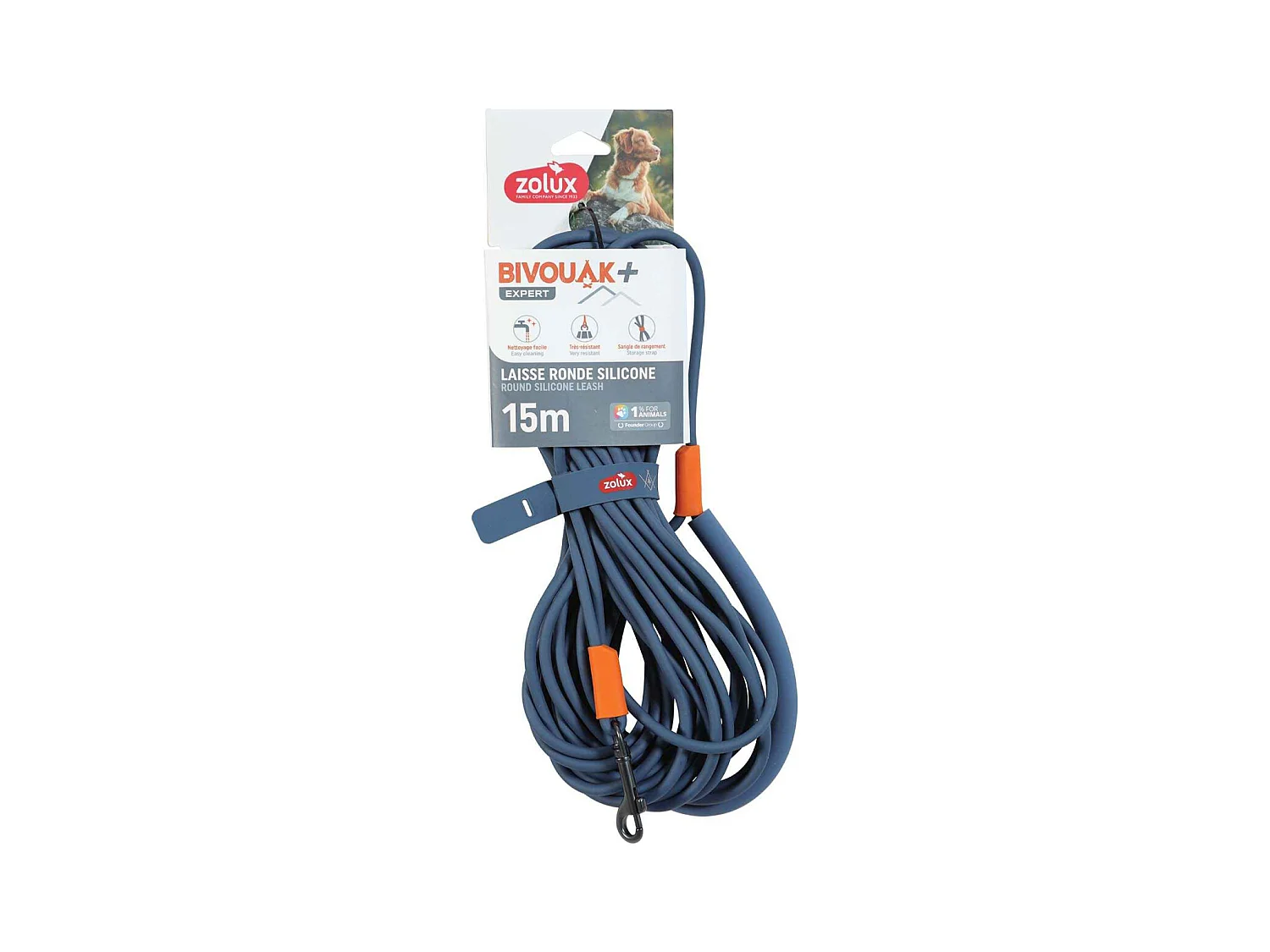 Longe ronde en silicone bleu Bivouak 15 m