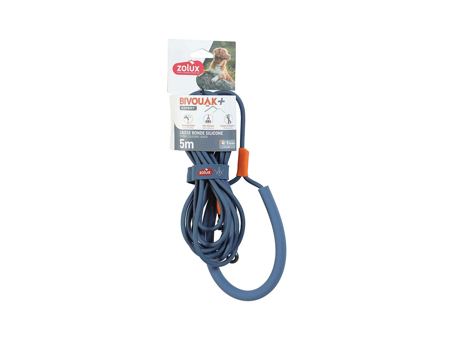 Longe ronde en silicone bleu Bivouak 5 m
