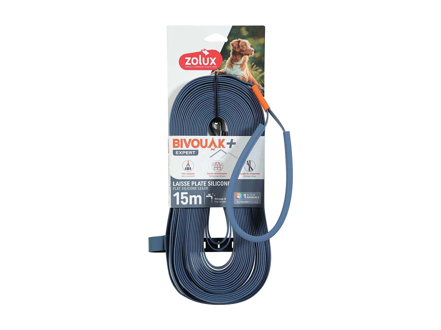 Longe plate en silicone bleu Bivouak 15 m