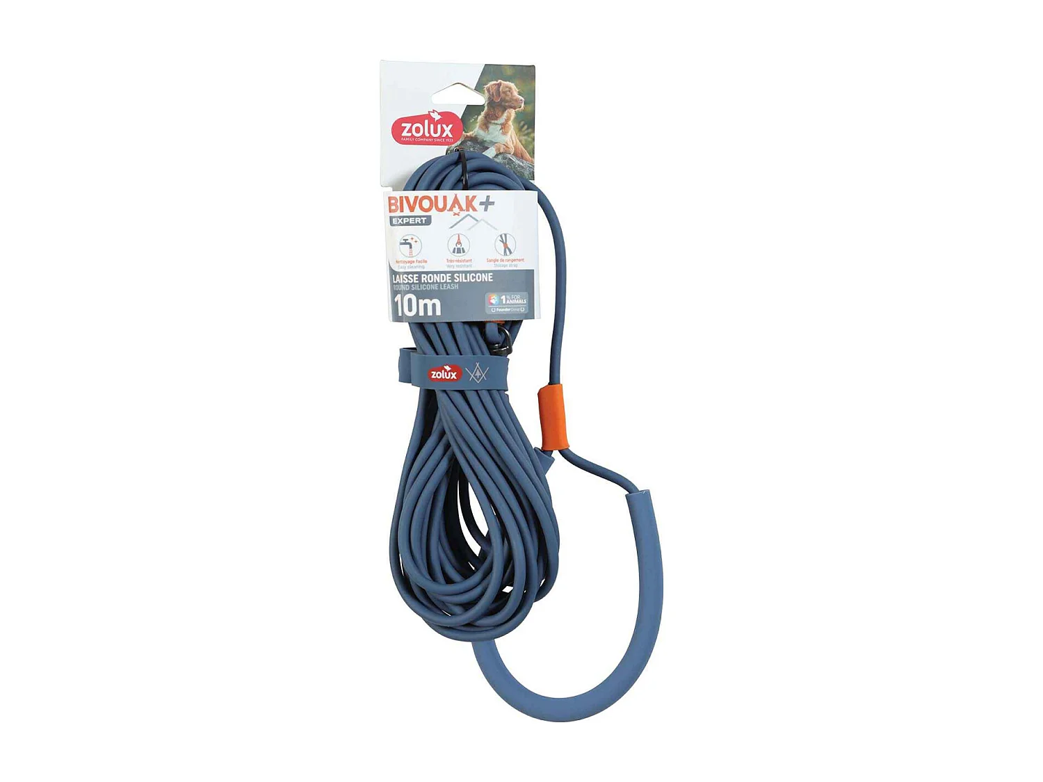Longe ronde en silicone bleu Bivouak 10 m