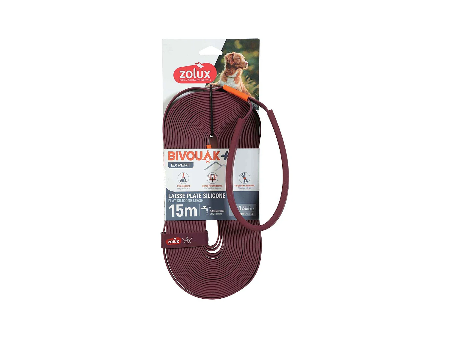 Longe plate en silicone rouge Bivouak 15 m