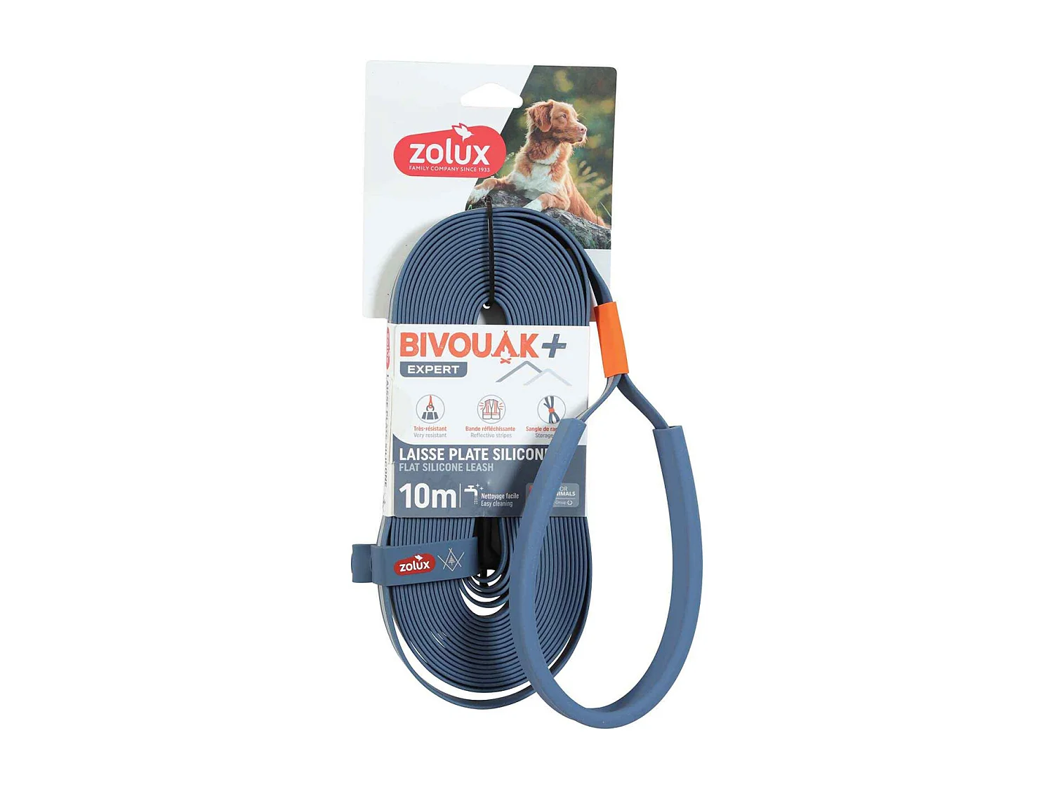 Longe plate en silicone bleu Bivouak 10 m