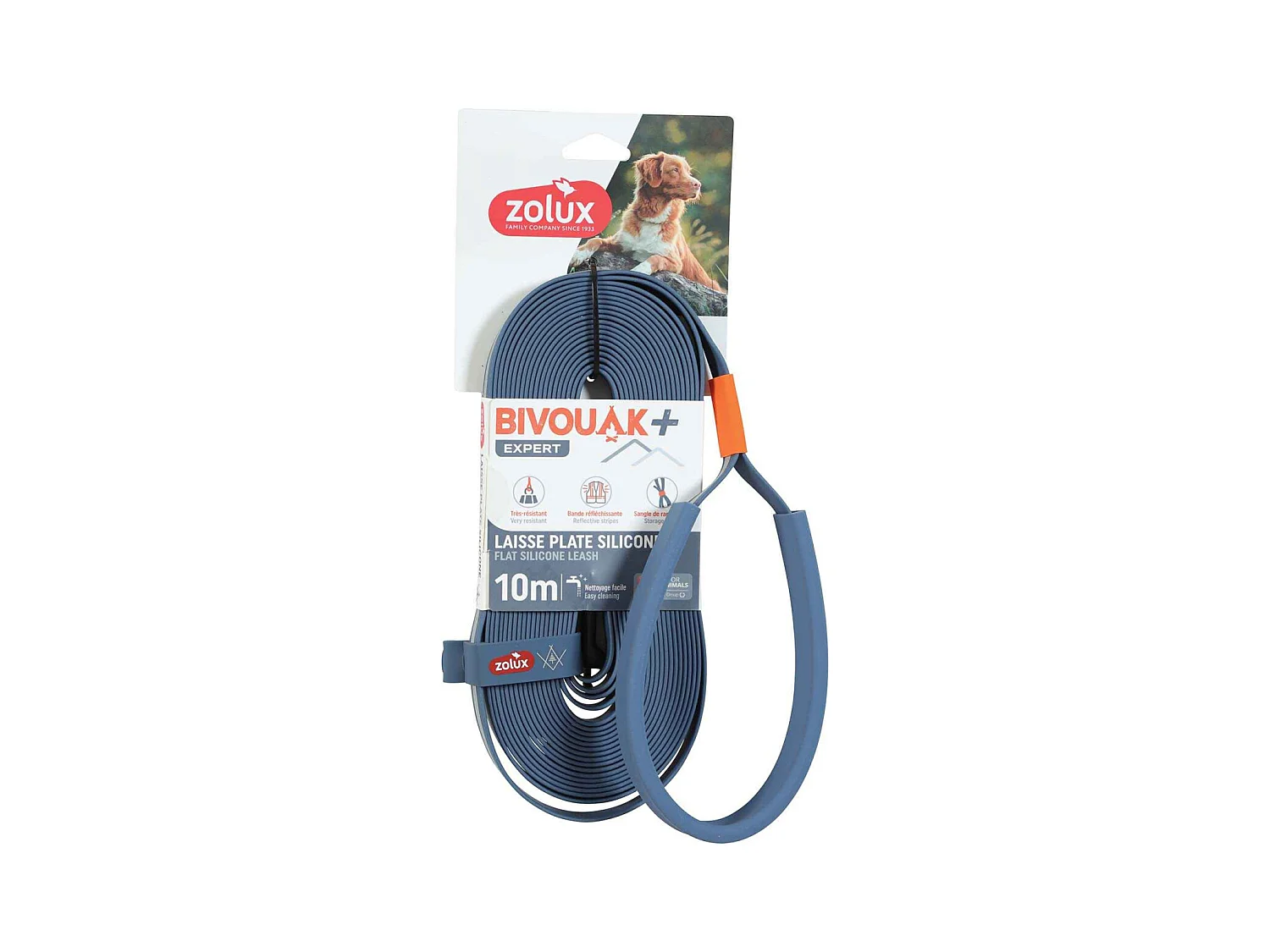 Longe plate en silicone bleu Bivouak 10 m