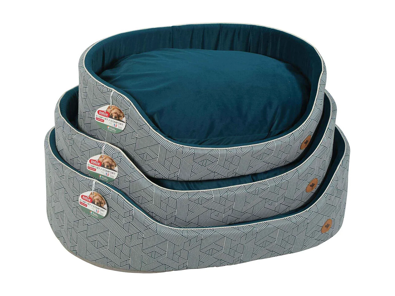 Corbeille bi-matière avec coussin déhoussable Kanga 80 cm