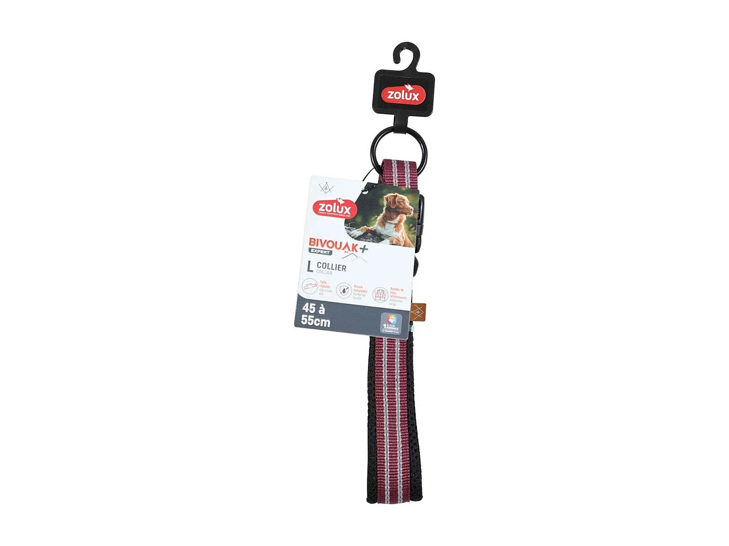 Collier souple en tissu Bivouak 45 à 55 cm 20 mm Rouge