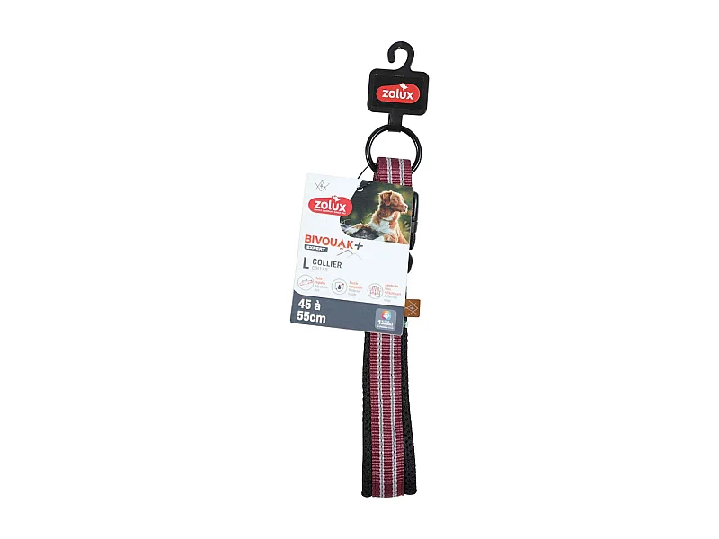 Collier souple en tissu Bivouak 45 à 55 cm 20 mm Rouge