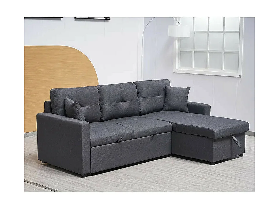 Canapé angle convertible réversible gris Romy