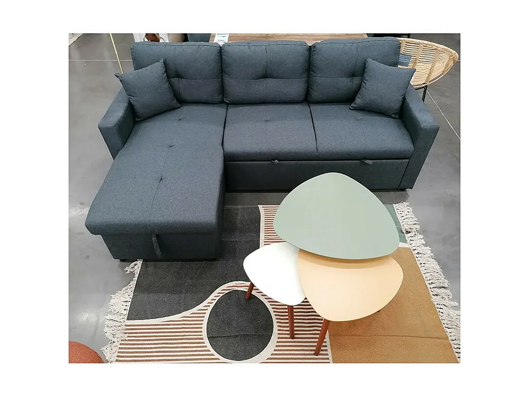 Canapé angle convertible réversible gris Romy