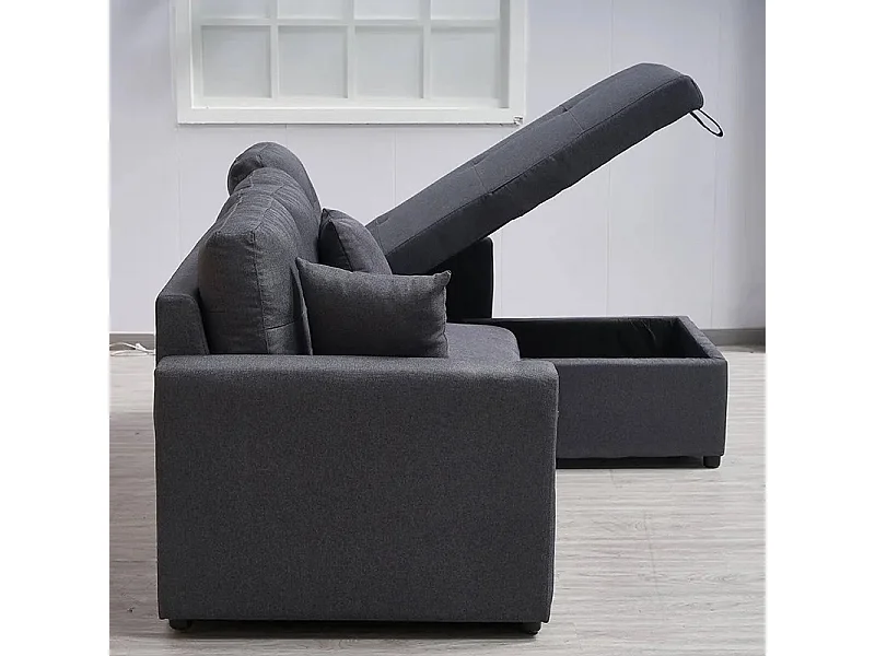 Canapé angle convertible réversible gris Romy
