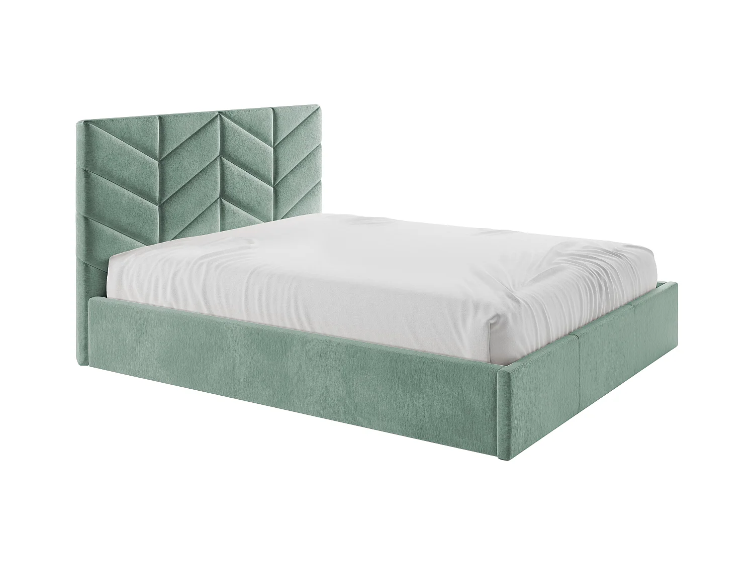 Seng med opbevaring 140 x 190 cm - Strukturstof - Mandel grøn + Madras - JUSTANI