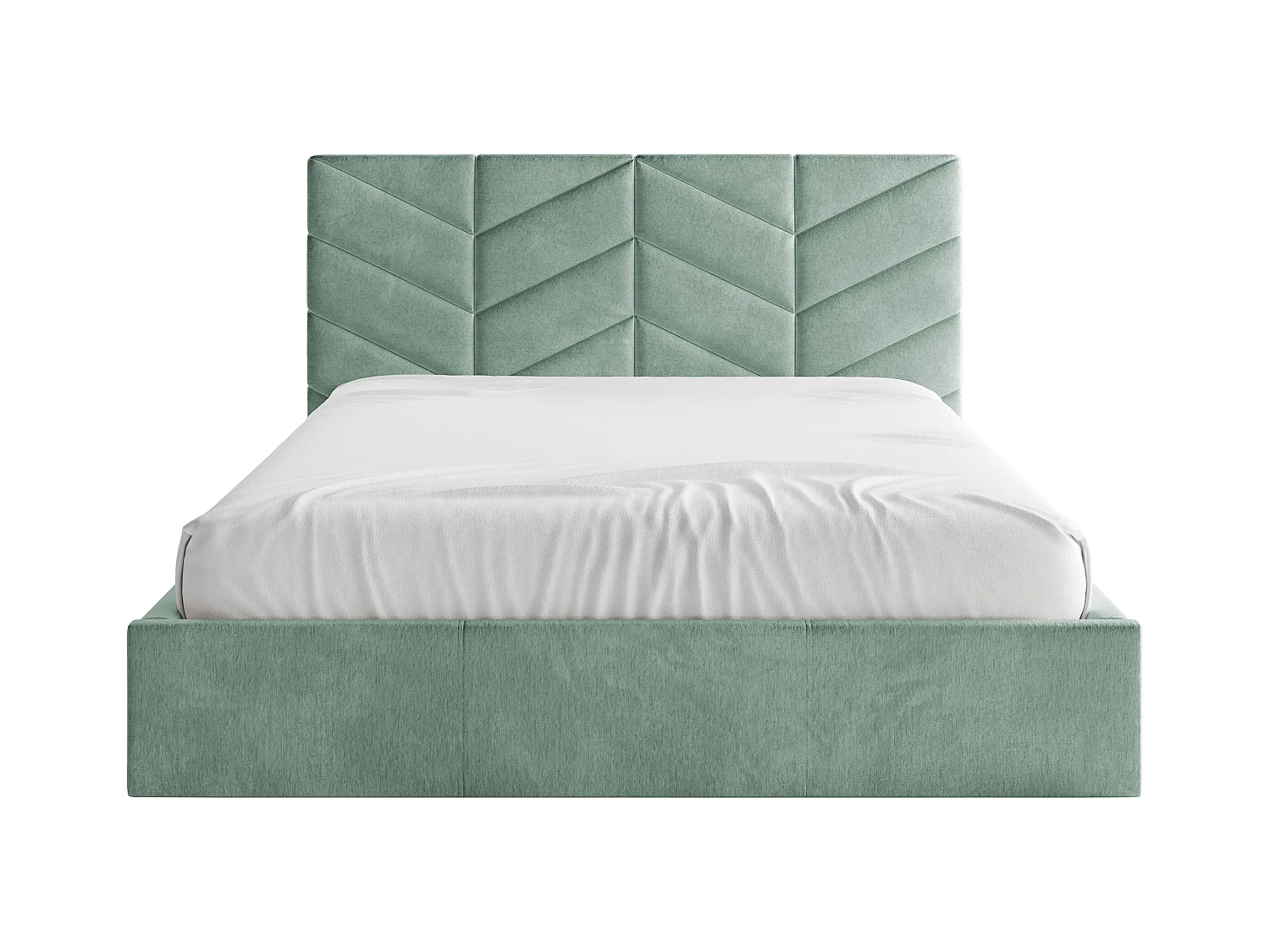 Seng med opbevaring 140 x 190 cm - Strukturstof - Mandel grøn + Madras - JUSTANI