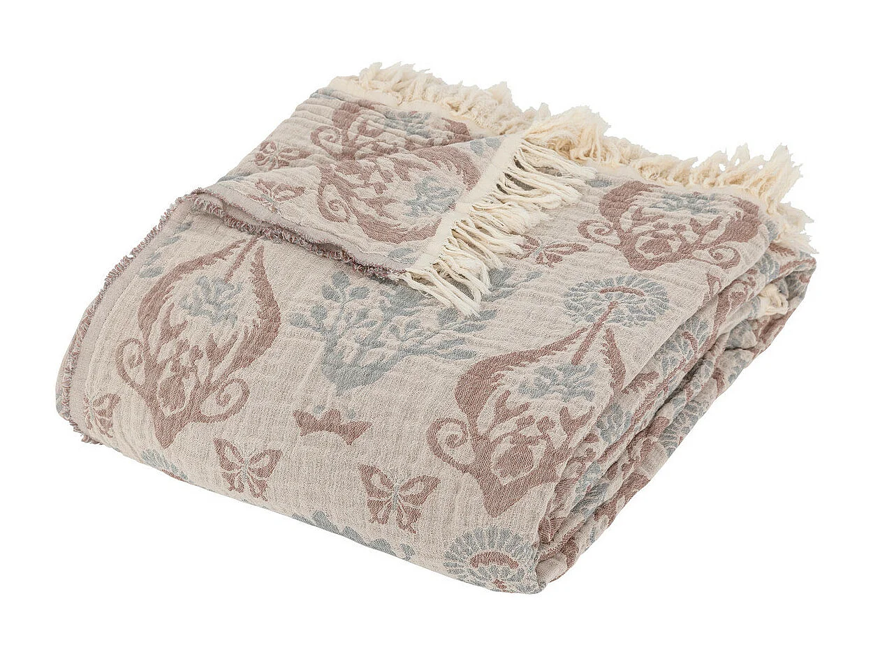 Cobertor con flecos estilo cottage 240 x 260 cm