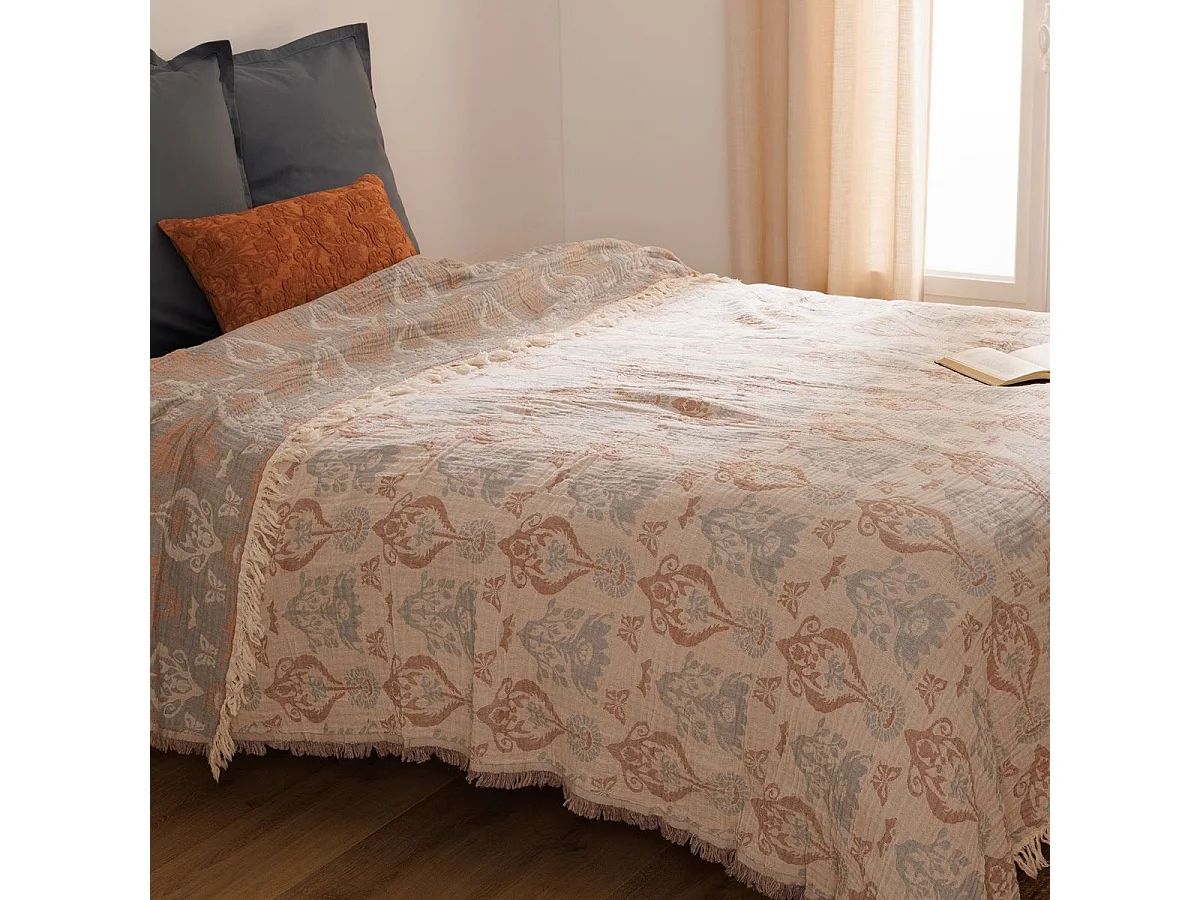 Tagesdecke mit Fransen im Cottage-Stil 240 x 260 cm