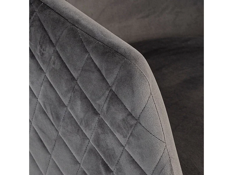 Tabouret Fauteuil de Bar en velours Gris et pieds en métal Noir