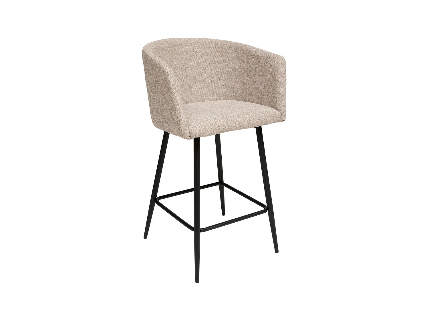 Tabouret Fauteuil de Bar en velours Beige et pieds en métal Noir