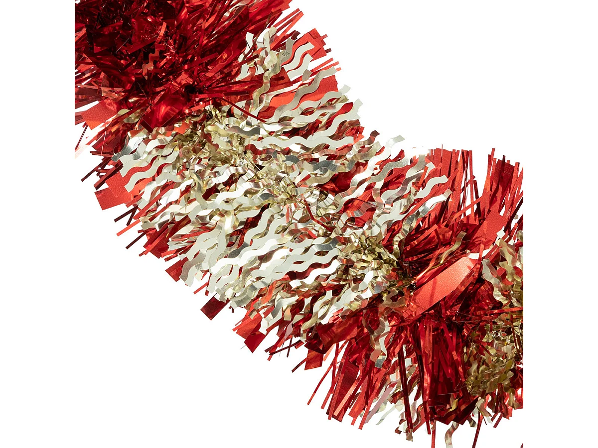 Guirlande de Noël large 10 cm Boa mixte Rouge et Or Longueur 2 mètres