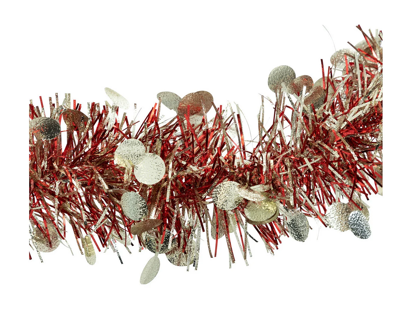 Guirlande de Noël large 10 cm Rouge et Doré avec pastilles Longueur 2 mètres