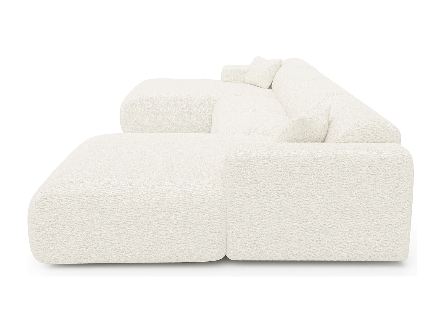 Canapé panoramique 7 places symétrique en bouclette crème  MYRA