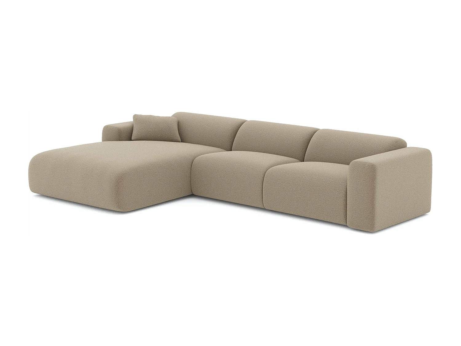 Canapé grand angle gauche bouclette taupe 280cm  MYRA