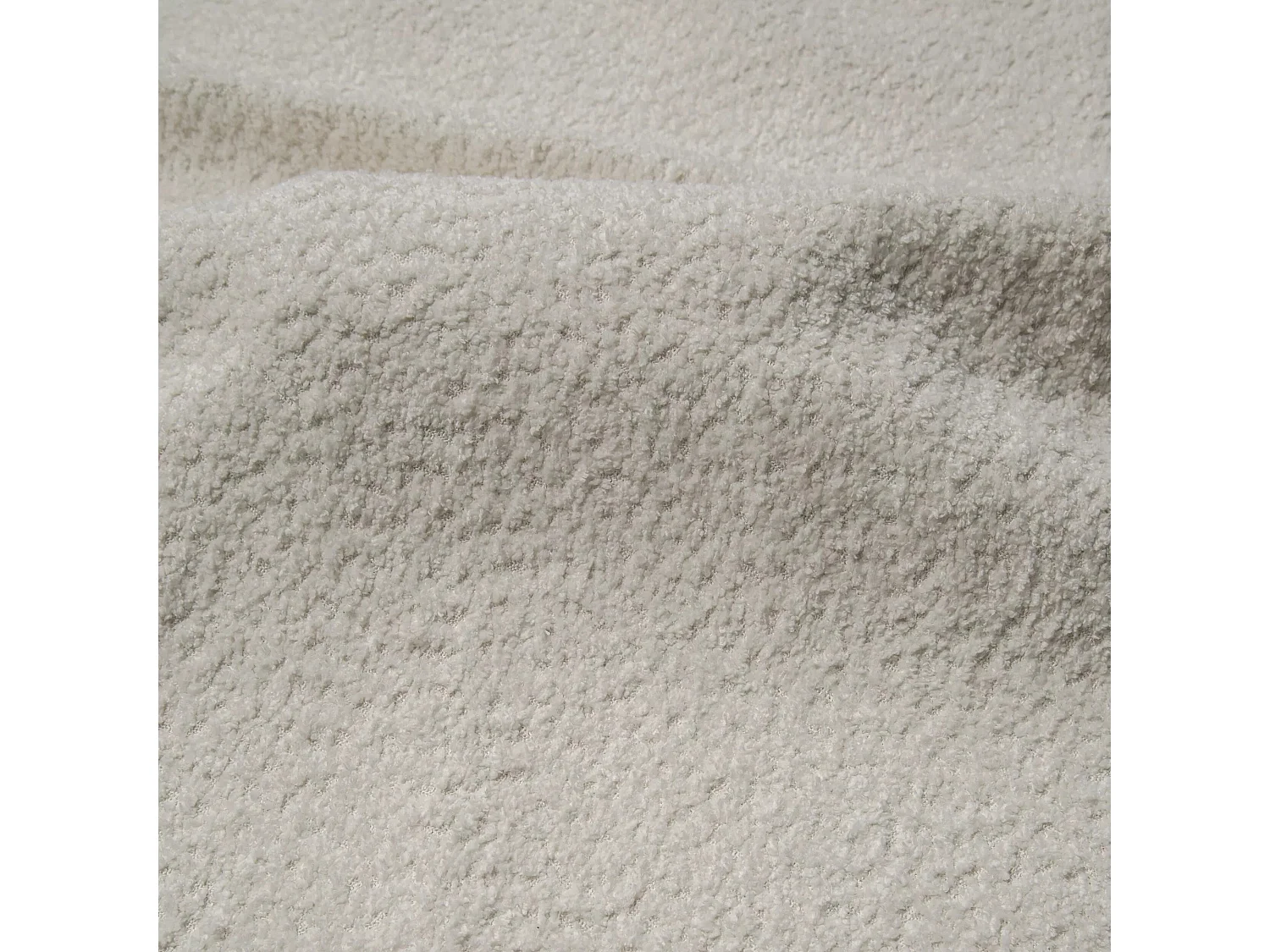 Canapé grand angle droit 5 places MYRA en tissu bouclette crème