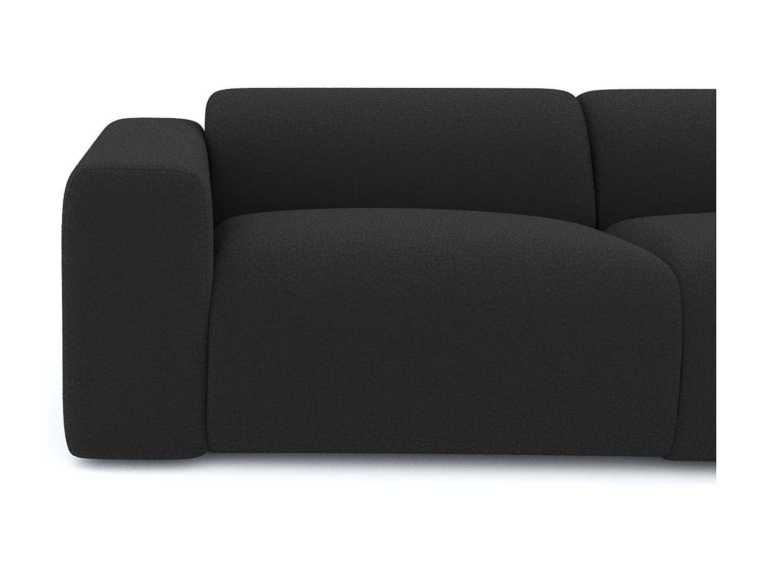 Canapé grand angle droit 5 places MYRA en tissu bouclette anthracite foncé