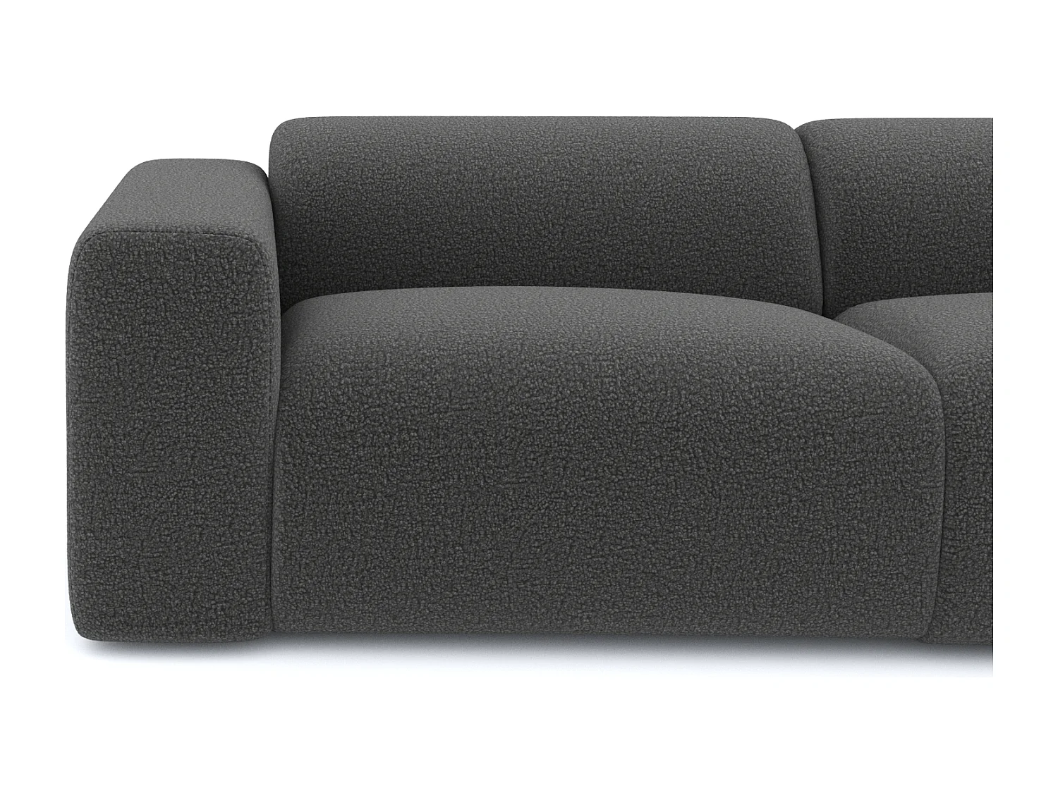 Canapé grand angle droit 5 places MYRA en tissu bouclette gris graphite