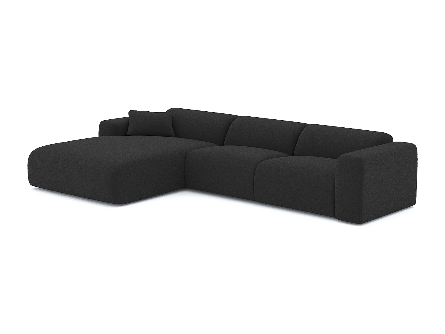 Canapé grand angle gauche bouclette anthracite foncé 280cm  MYRA