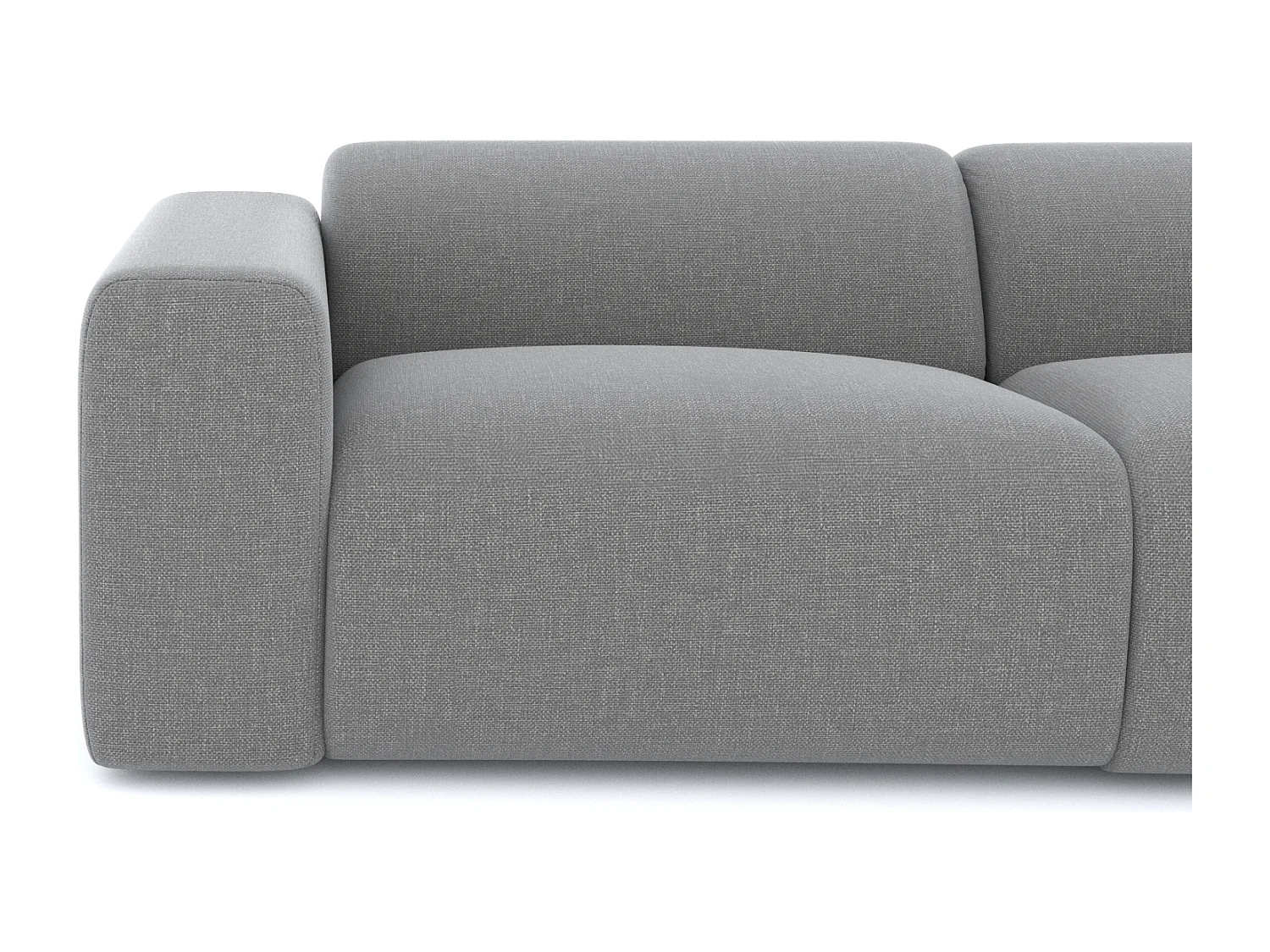 Canapé grand angle droit tissu tramé gris clair 280cm  MYRA