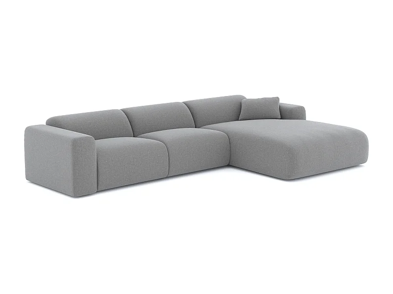 Canapé grand angle droit tissu tramé gris clair 280cm  MYRA