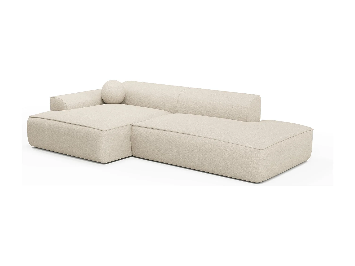 Canapé angle gauche 4 places ANIA en tissu tramé crème