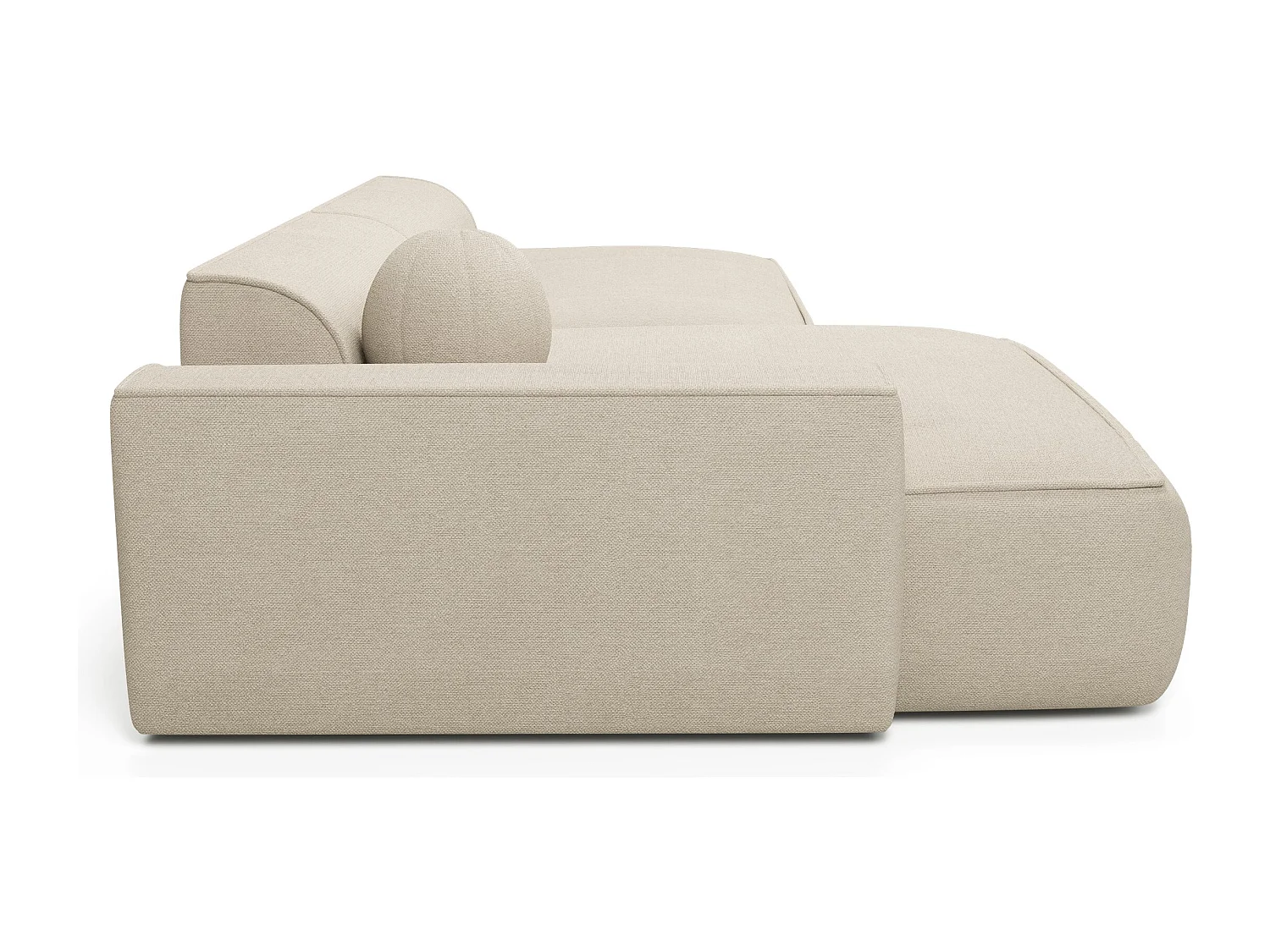 Canapé angle gauche 4 places ANIA en tissu tramé crème