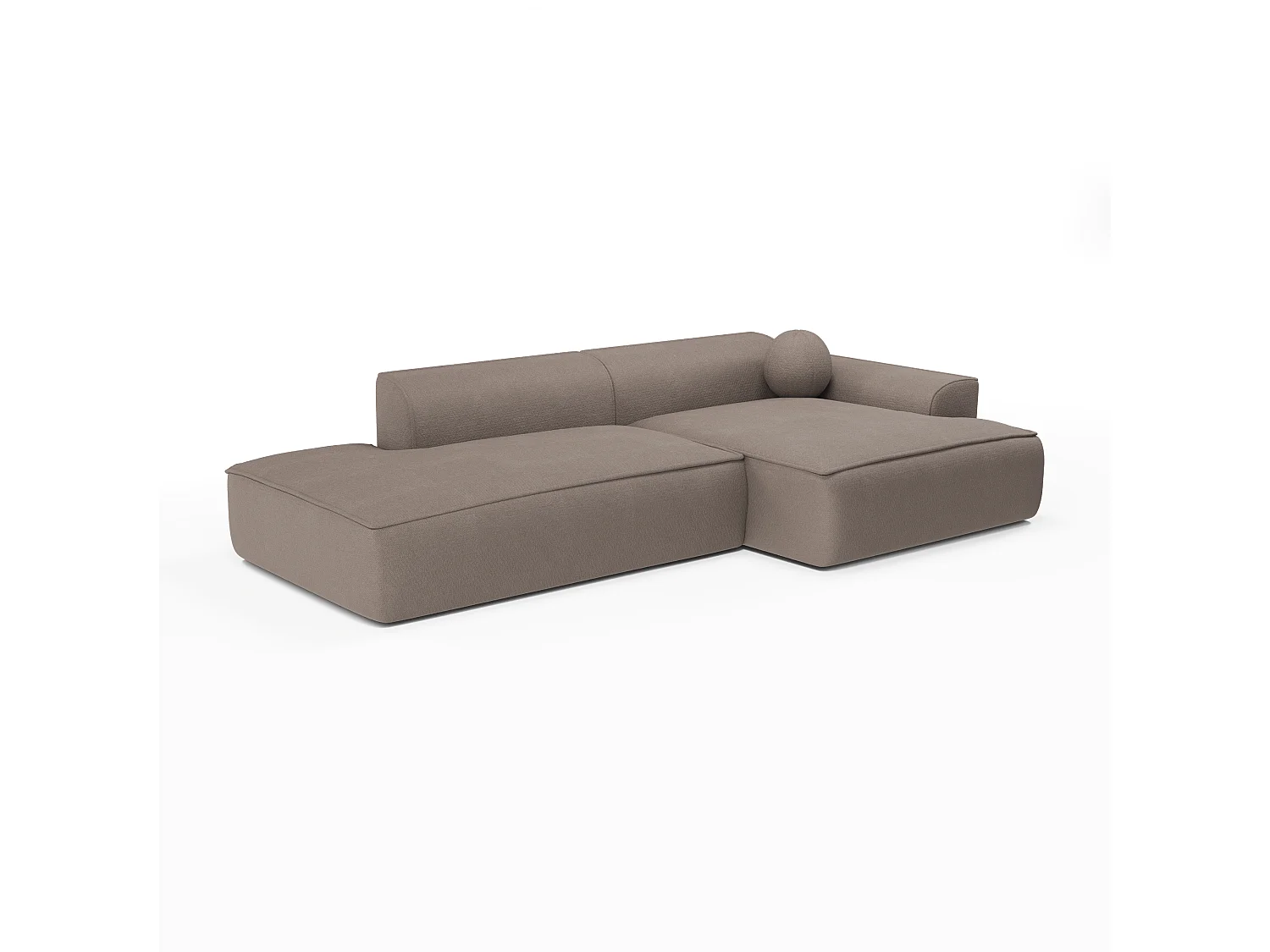 Canapé angle droit tissu tramé taupe 260cm  ANIA