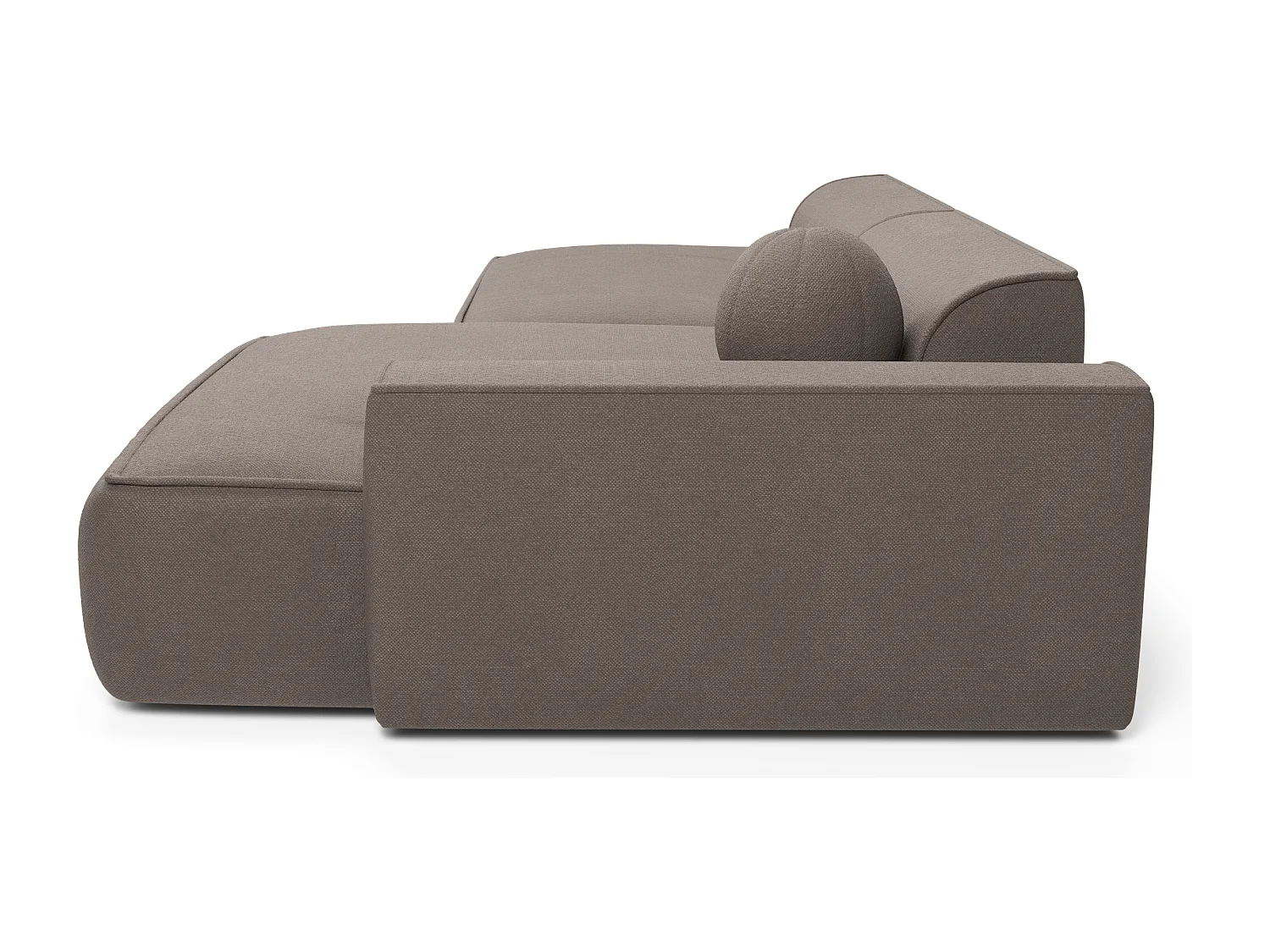 Canapé angle droit tissu tramé taupe 260cm  ANIA