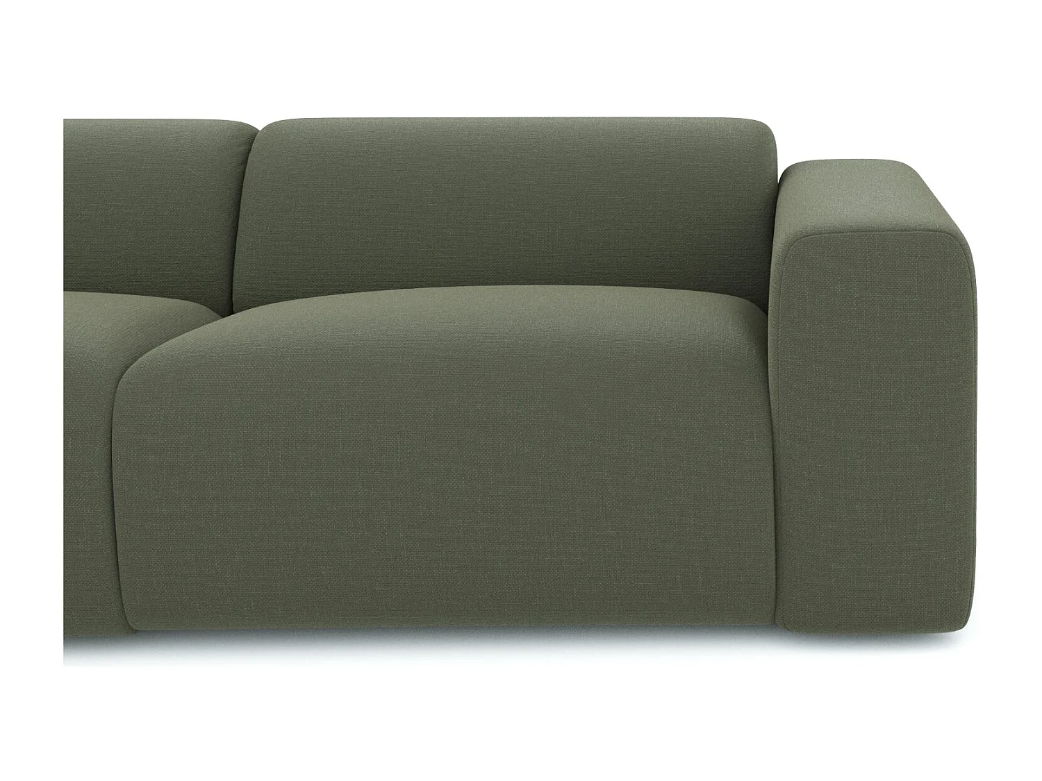 Canapé grand angle gauche MYRA 5 places en tissu tramé vert olive