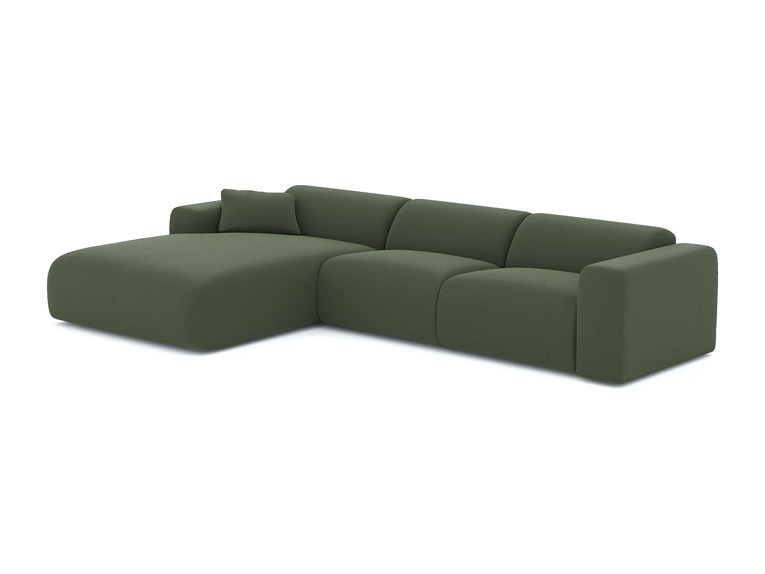 Canapé grand angle gauche tissu tramé vert olive 280cm  MYRA