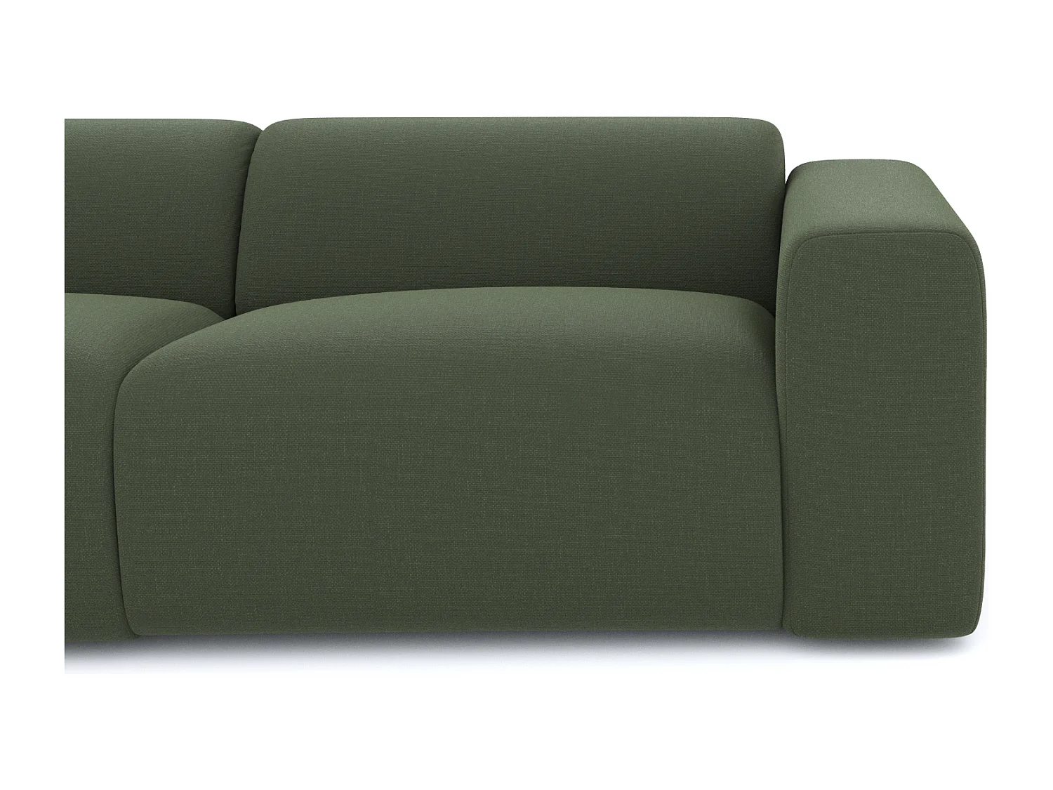 Canapé grand angle gauche tissu tramé vert olive 280cm  MYRA