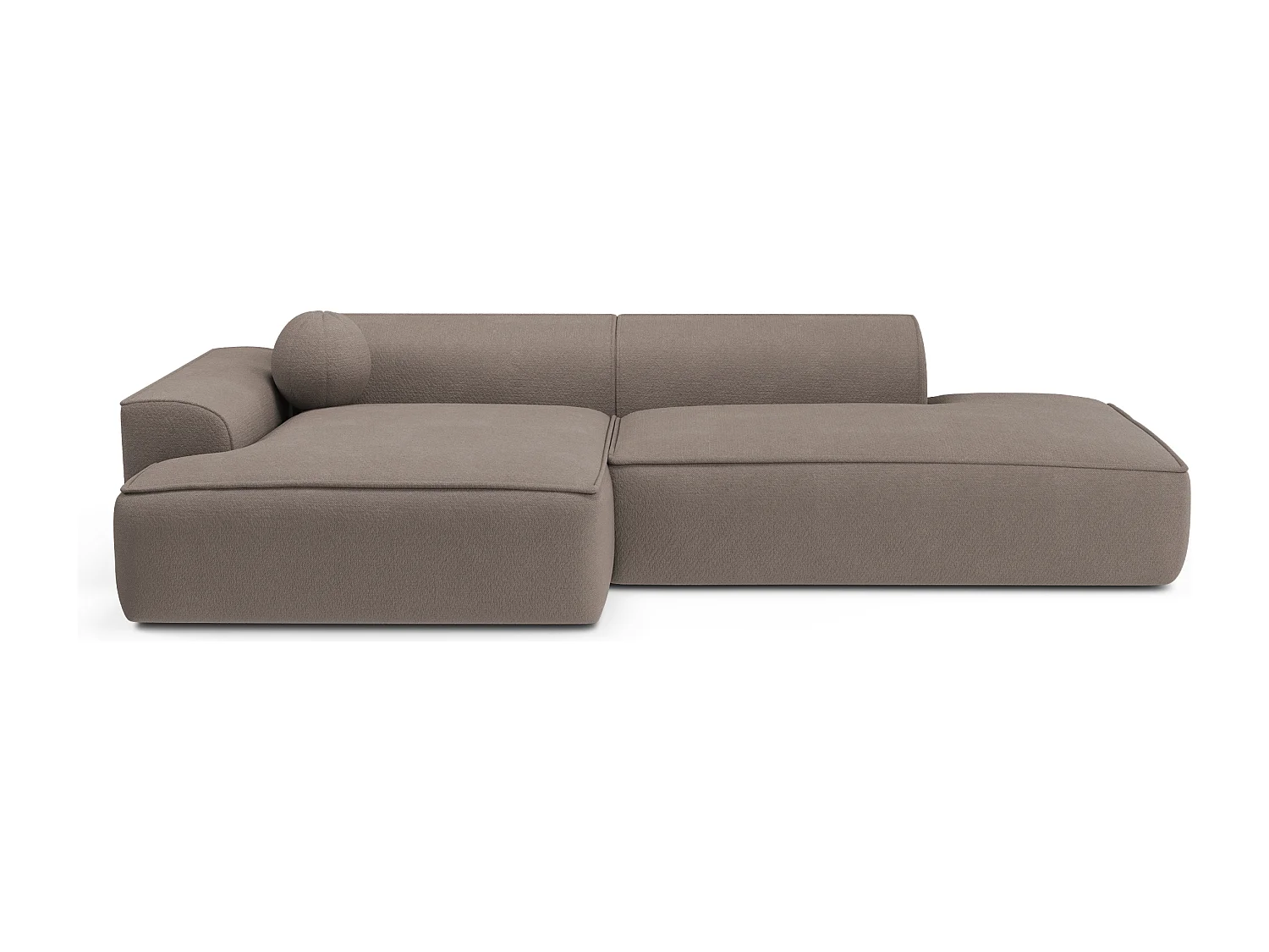 Canapé angle gauche 4 places ANIA en tissu tramé taupe