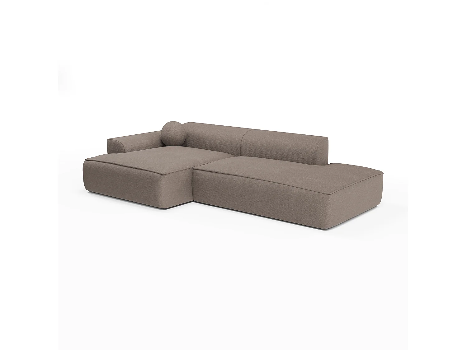 Canapé angle gauche 4 places ANIA en tissu tramé taupe