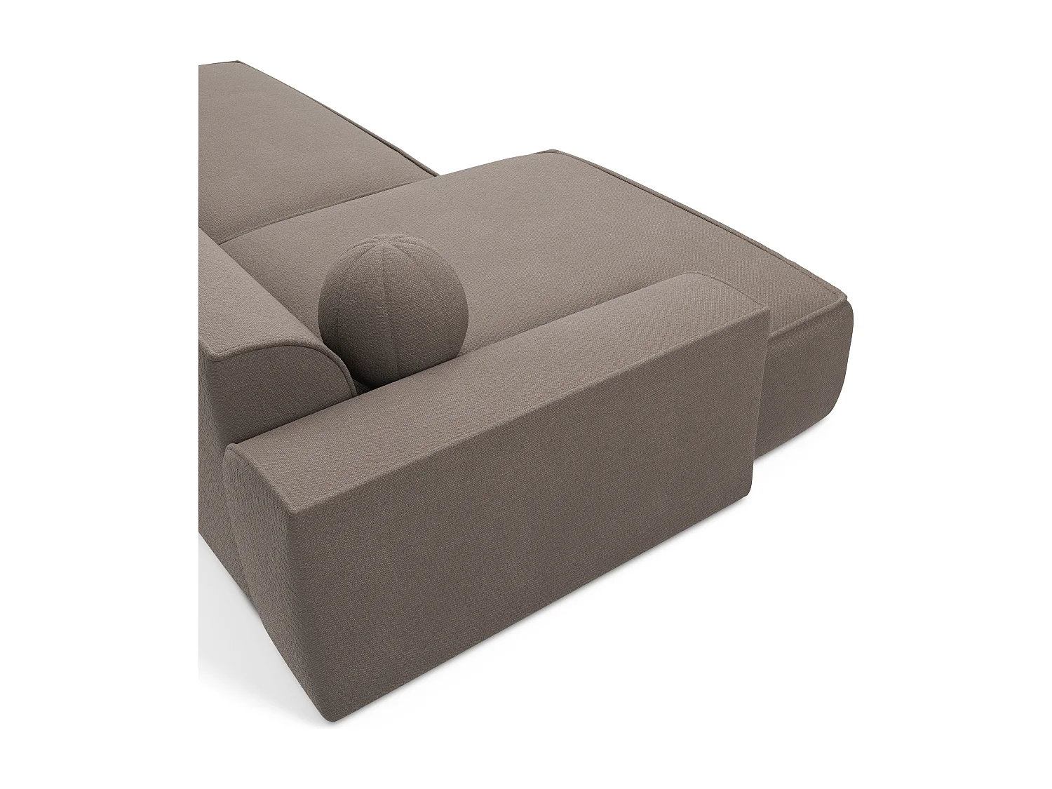 Canapé angle gauche 4 places ANIA en tissu tramé taupe